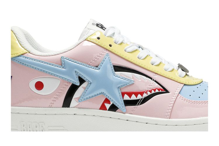 Кроссовки BAPE Bapesta Low M1 'Shark Face - Pink', розовый — фото 3