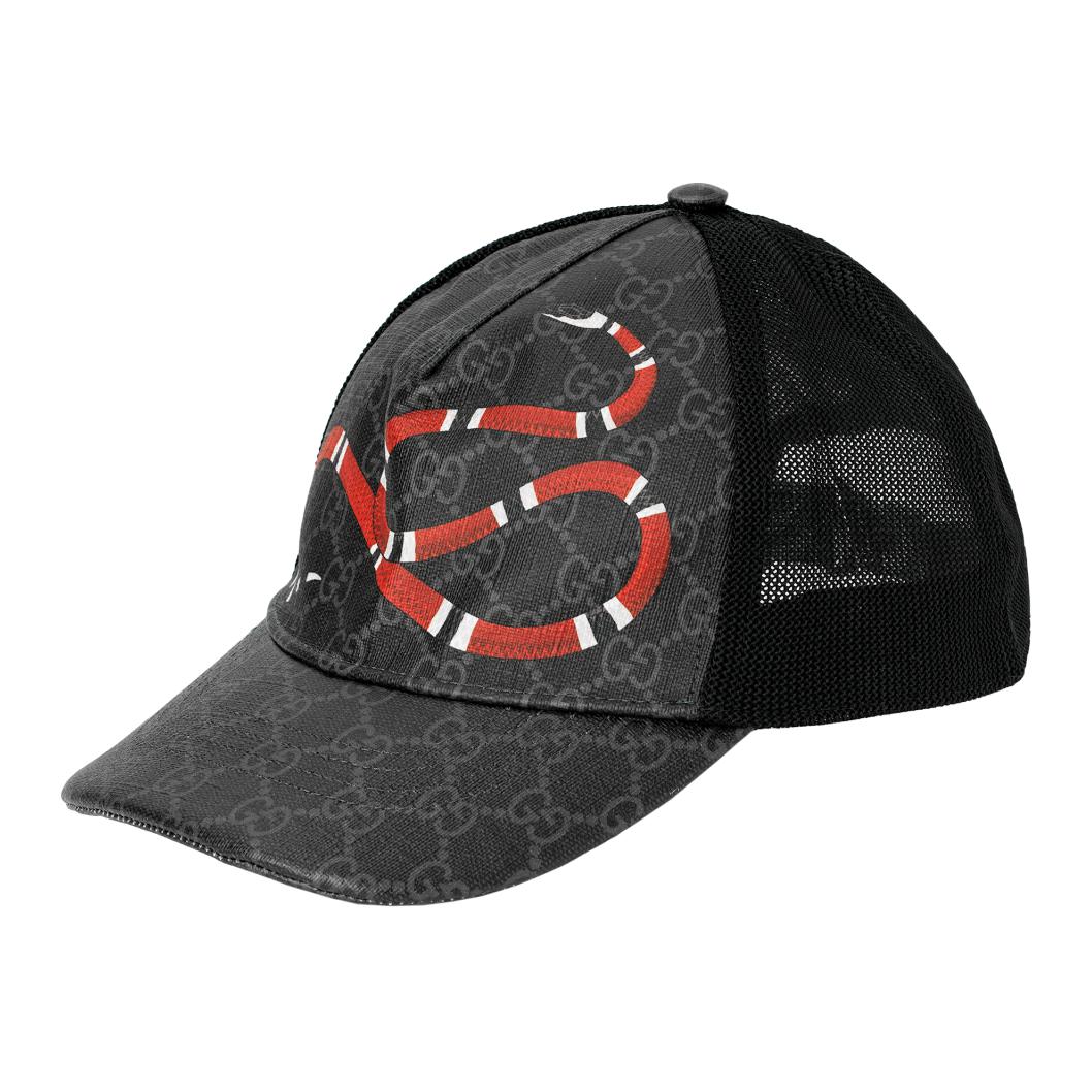 

GUCCI Бейсболка Kingsnake Print GG Supreme Black/Grey
