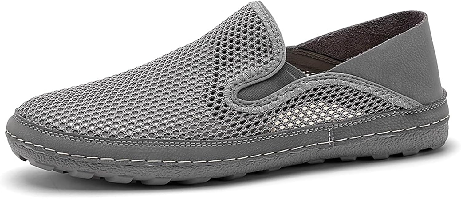 

Мужские легкие лоферы из сетки с плоской эластичной подошвой, удобные, с круглым носком, дышащие, на скользящей подошве, повседневные лоферы, работы, походов, мокасины, лодочные туфли Forevercan, серый