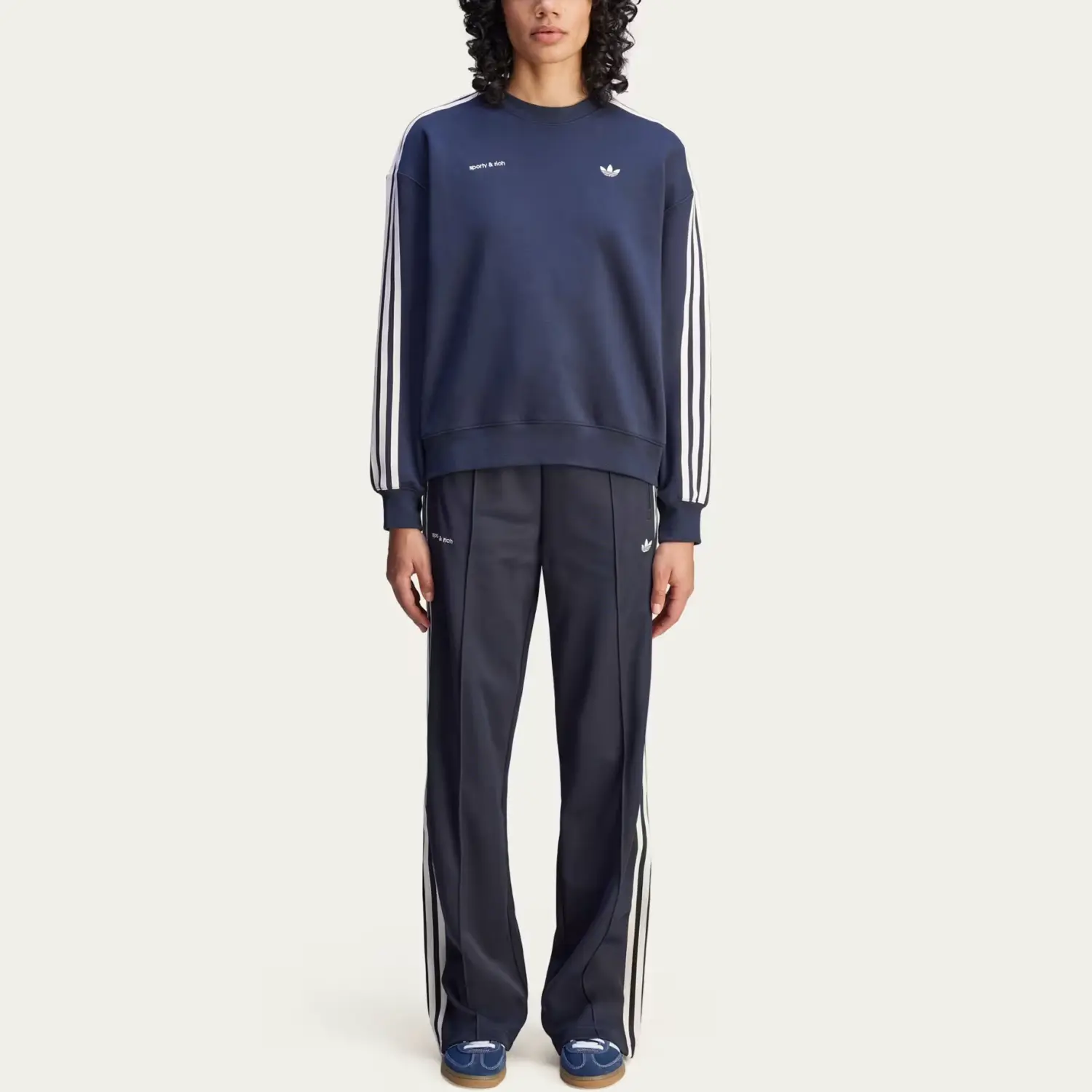 Adidas X Sporty & Rich женские спортивные брюки Adidas Originals, темно-синий — фото 4
