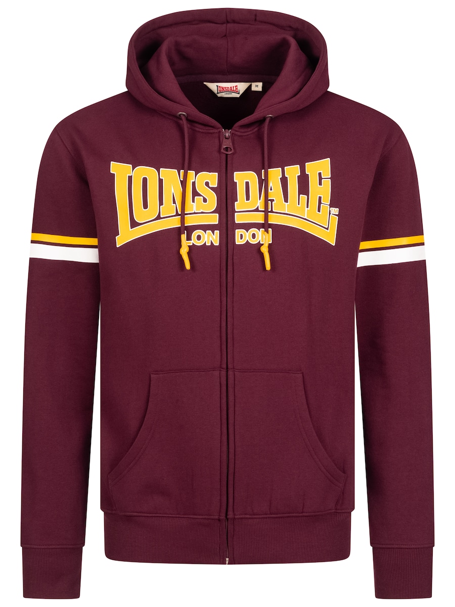 

Толстовка с капюшоном на молнии LONSDALE Darfield, темно-красный