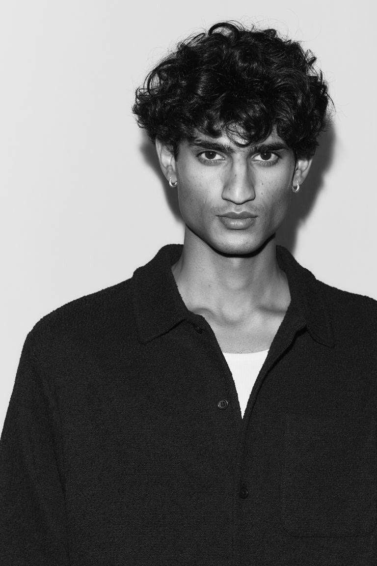 

Рубашка из трикотажа-букле обычного кроя H&M, синий