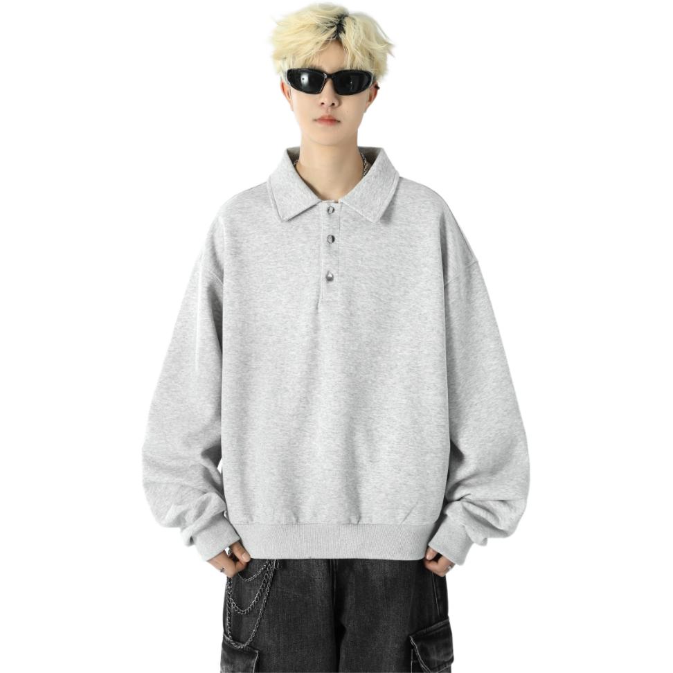 

X1617 Свитшот Unisex Gray Lapel Moderate Heavyweight