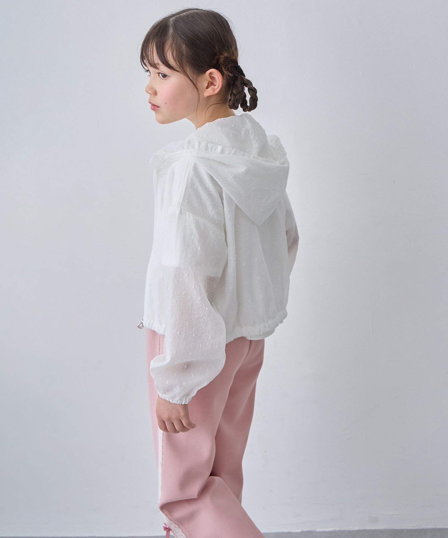 Прозрачная блузка из ткани Добби ANY KIDS, Off-white [001] — фото 3