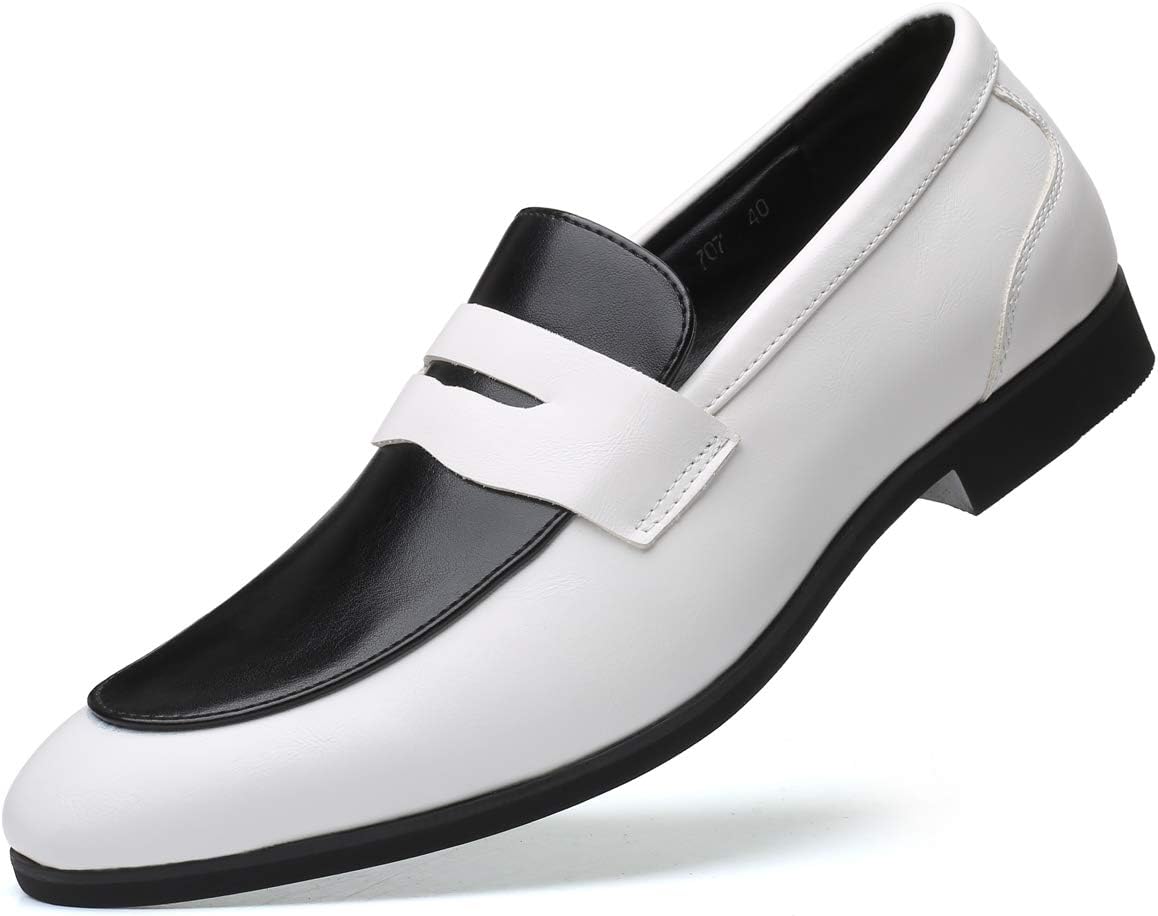 

Мужские пенни-лоферы Стильная повседневная обувь Мокасины слипоны Santimon, белый/черный