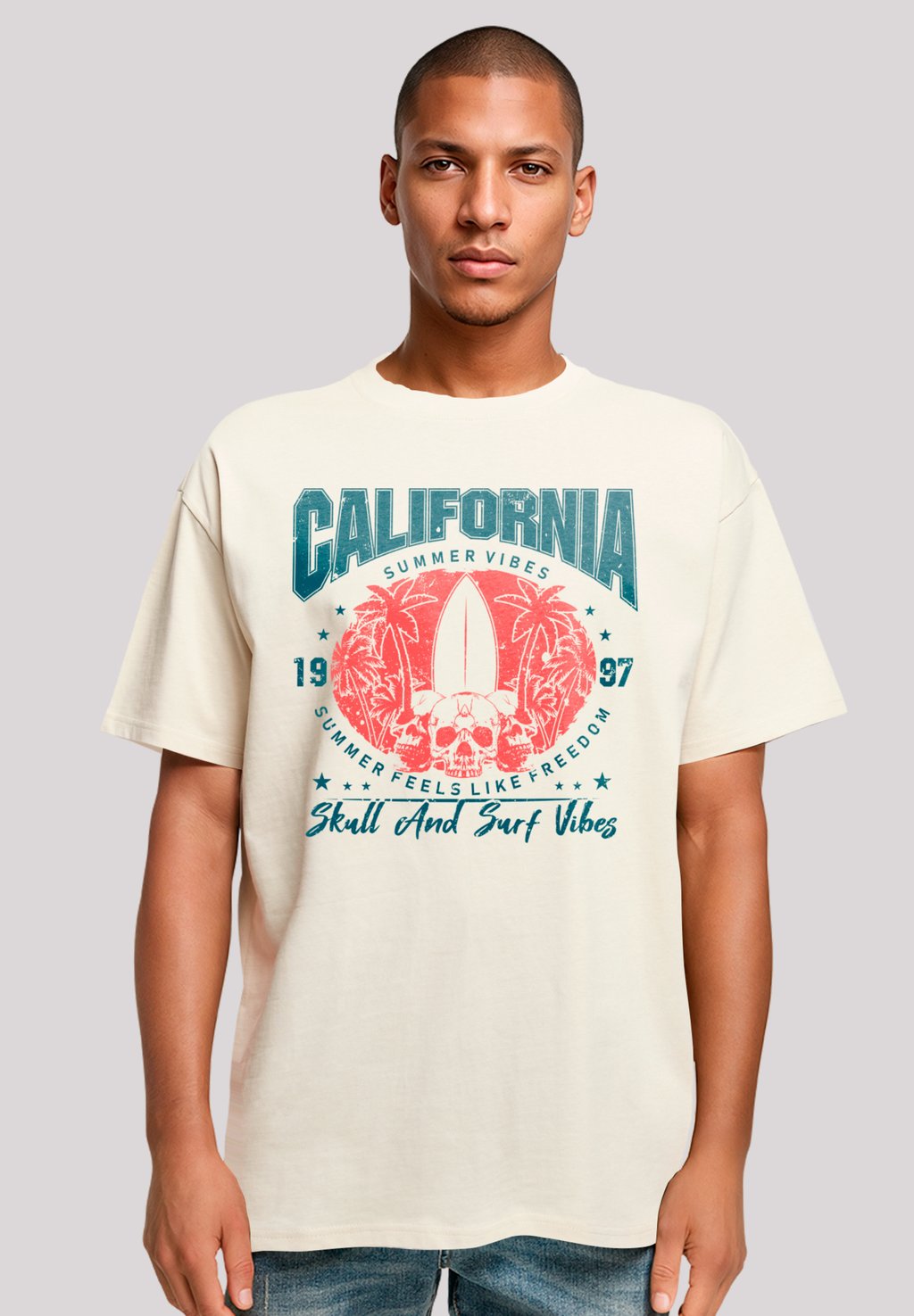 

Футболка с принтом CALIFORNIA SKULL SUMMER VIBES F4NT4STIC, песочный