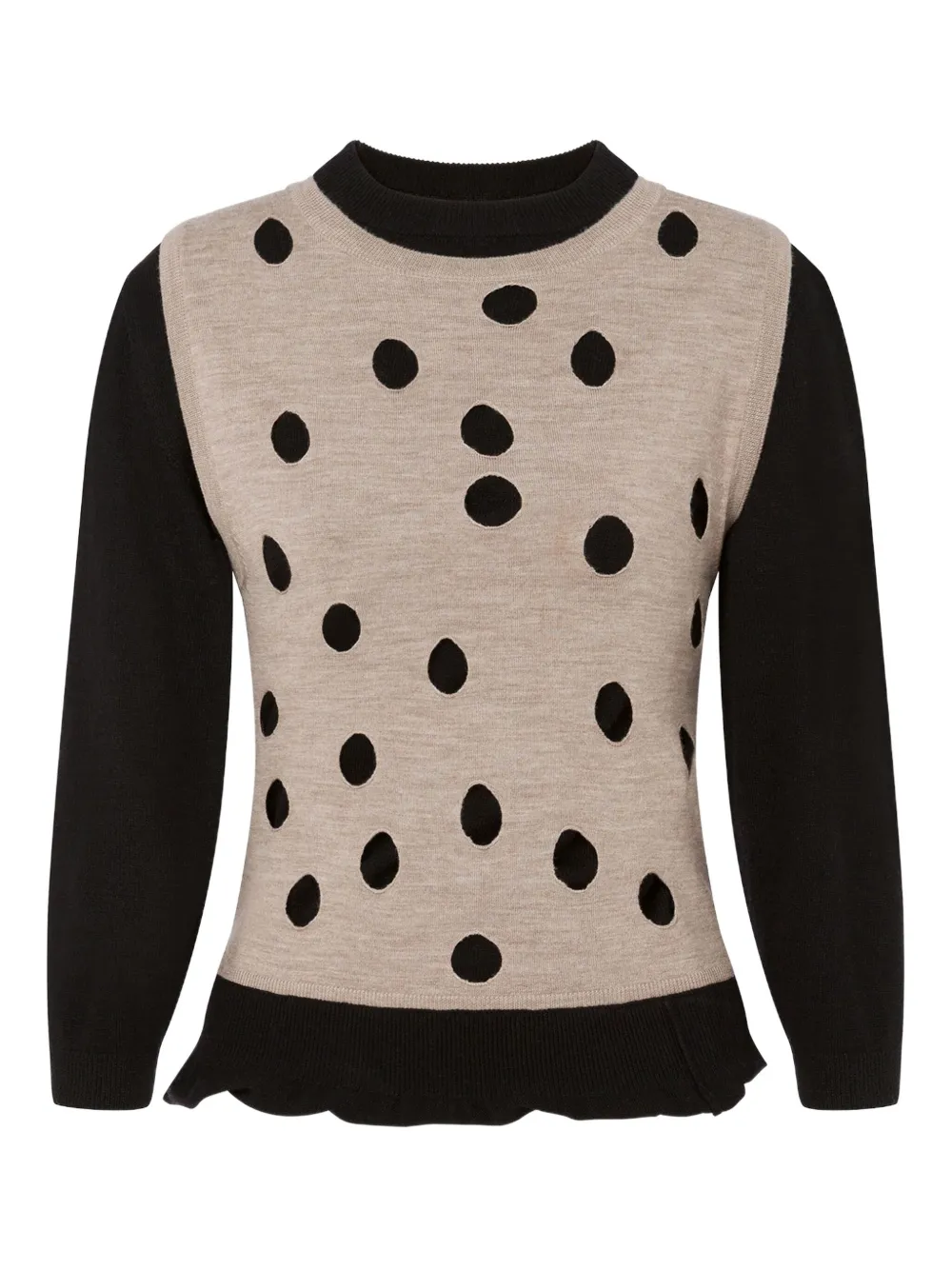 

Свитер в горох с оборками Moschino, черный