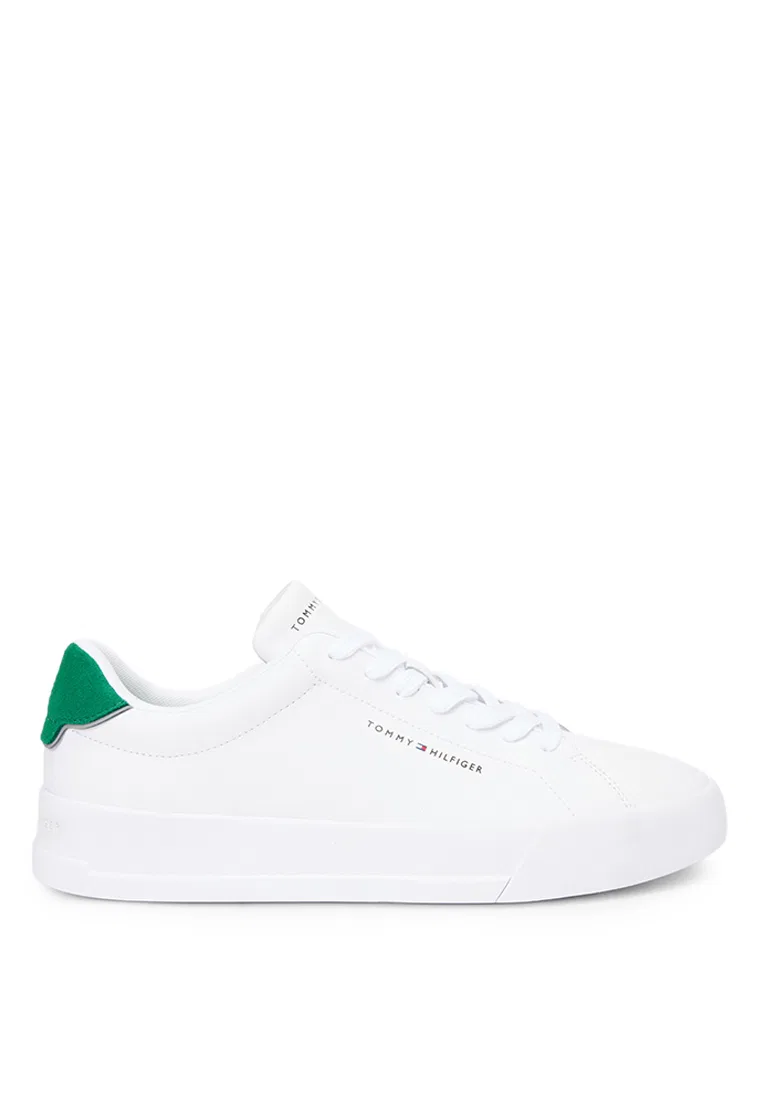 Кроссовки, кожаные, Essential, TH Mainline Tommy Hilfiger, белый/зеленый