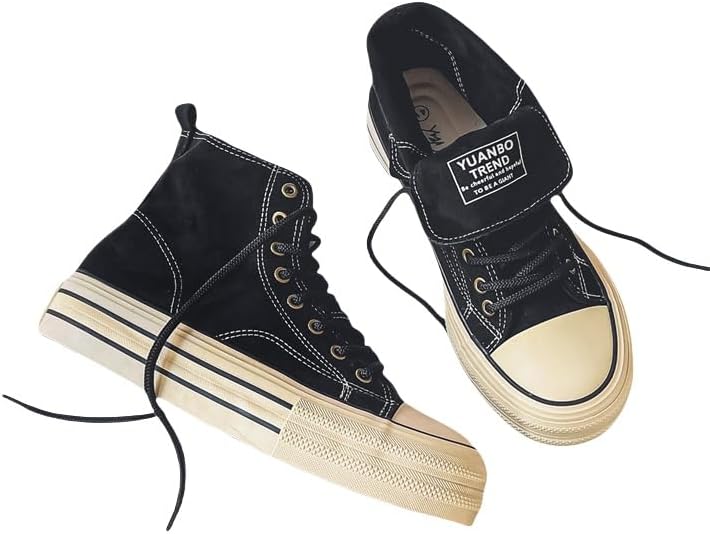 

Мужские модные высокие кеды на толстой подошве из хлопчатобумажного материала. Удобные, дышащие, противоскользящие и долговечные. Подходят для активного отдыха и повседневного использования Fmshi, черный