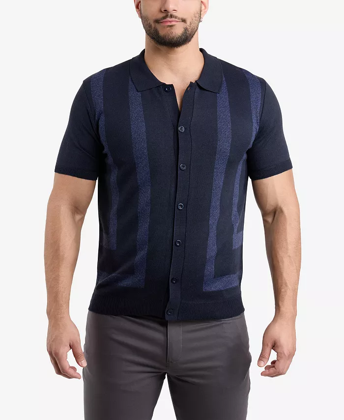 

Мужской кардиган с коротким рукавом на пуговицах Spring + Mercer, синий