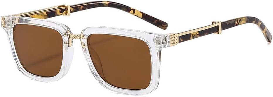 

Мужские солнцезащитные очки в стиле ретро с двухцветным оправой, градиентные, защита от УФ-излучения UV400; женские солнцезащитные очки в стиле панк с леопардовым принтом TKKTLLT, Transparent Tea