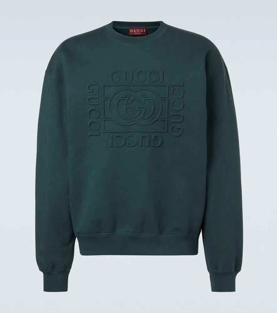 Толстовка Gucci Хлопковая с переплетенными буквами G, зеленый