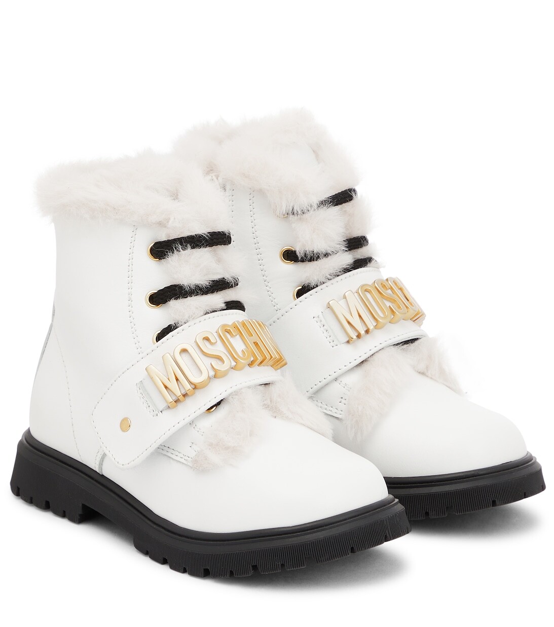 

Кожаные ботинки с логотипом Moschino, белый
