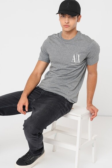 

Хлопковая футболка с логотипом ARMANI EXCHANGE, серый меланж