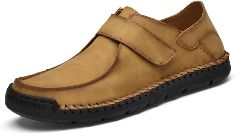 

Мужские повседневные кожаные лоферы Удобные мягкие легкие туфли и прогулок Модные слипоны ручной работы Asifn, желтый