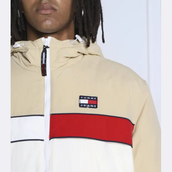 Куртка классического кроя в стиле колор-блок в стиле чикаго Tommy Hilfiger, экрю — фото 3