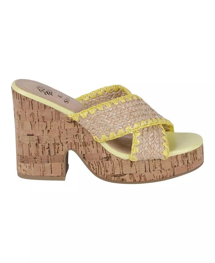 Женские босоножки Elsa на платформе из плетеной пробки на каблуке GC Shoes, желтый — фото 2