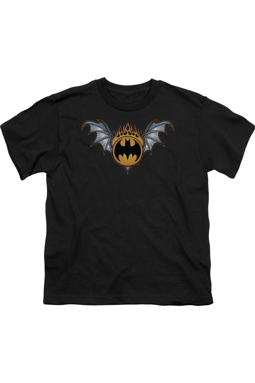 

Футболка с коротким рукавом для детей с логотипом Batman в виде крыльев летучей мыши Gildan, черный