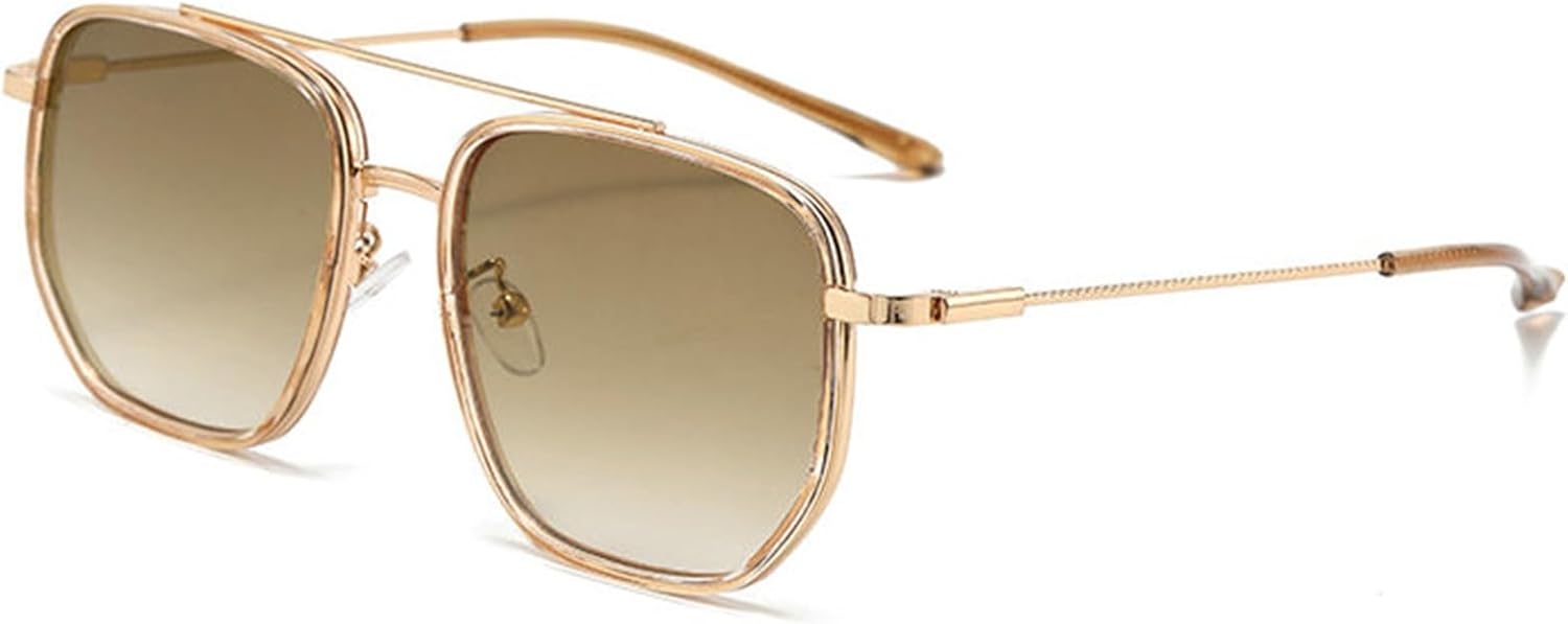 

Солнцезащитные очки Willochra Double Bridges Square для женщин с градиентным покрытием, модные очки-пилот в оправе для мужчин, ретро-панк, оранжевые солнцезащитные очки F27, Champagne Tea