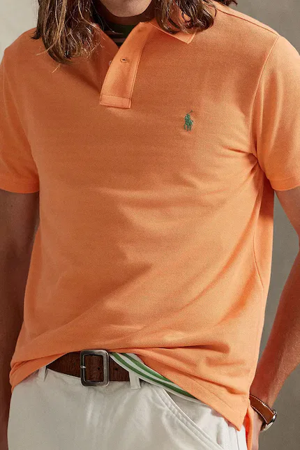 Футболка поло из хлопка slim fit Polo Ralph Lauren, оранжевый — фото 4