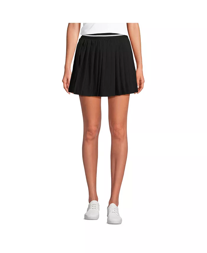 

Женская спортивная тканая юбка-шорты со складками Lands' End, черный