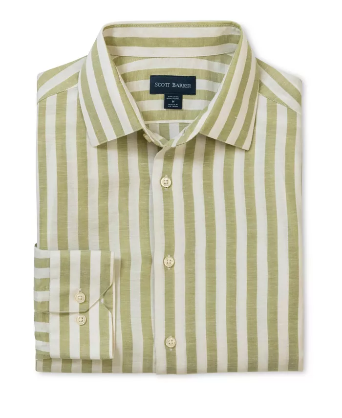 

Мужская рубашка Coastal Linen Stripe, цвет шалфей Scott Barber, зеленый