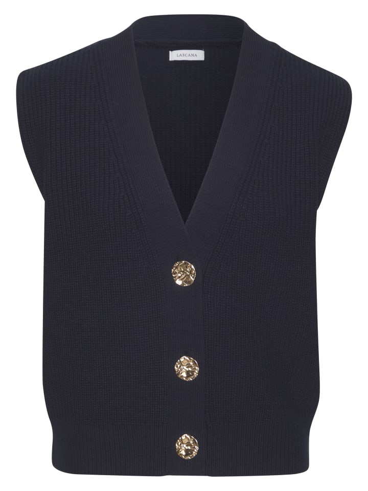 

LASCANA Вязаный жилет темно-синего цвета