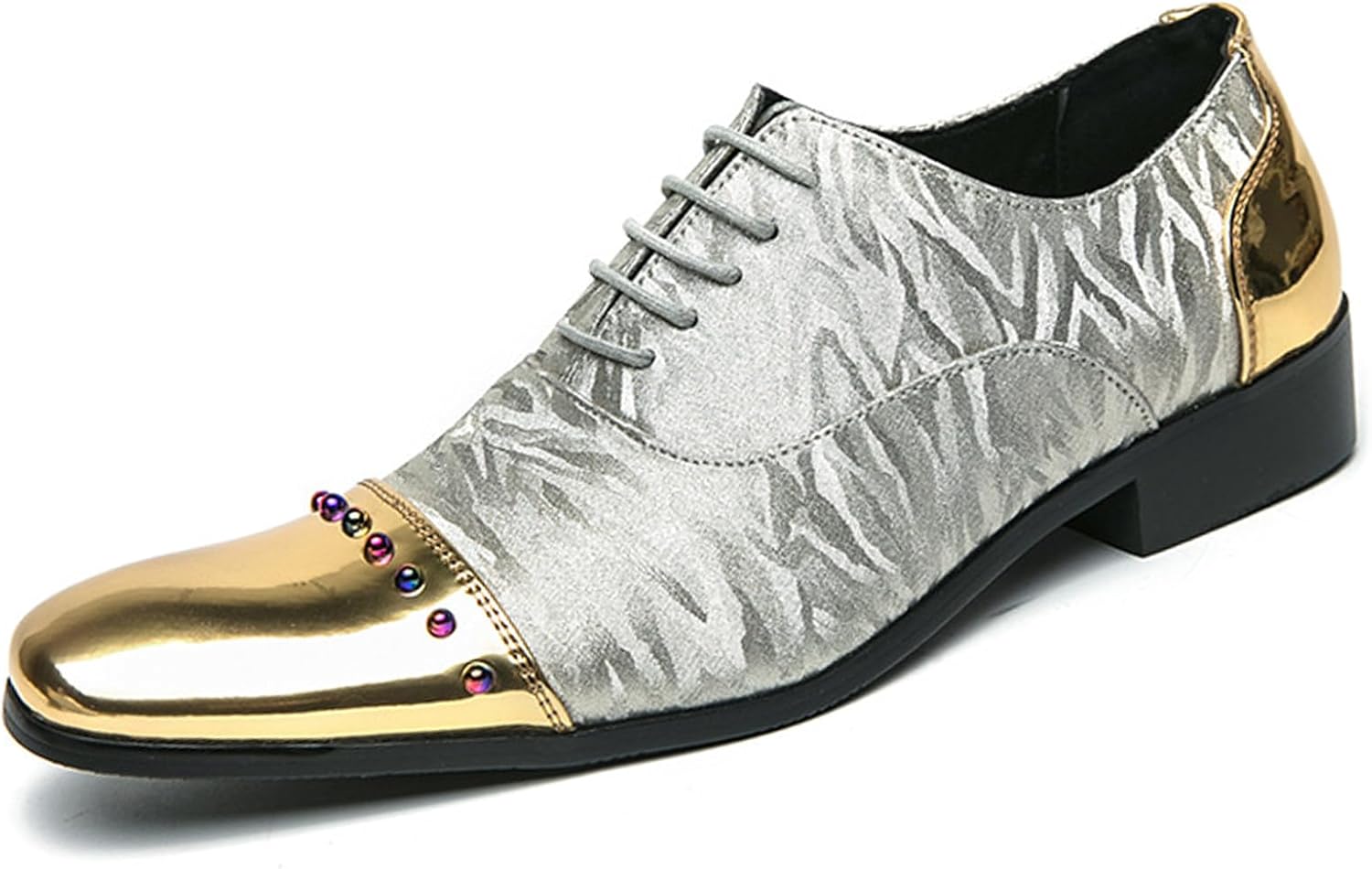 

Мужские кожаные лоферы с заклепками, туфли с модными заклепками, без шнурков, для свадьбы, вечеринки и выпускного Lossarye, золотой
