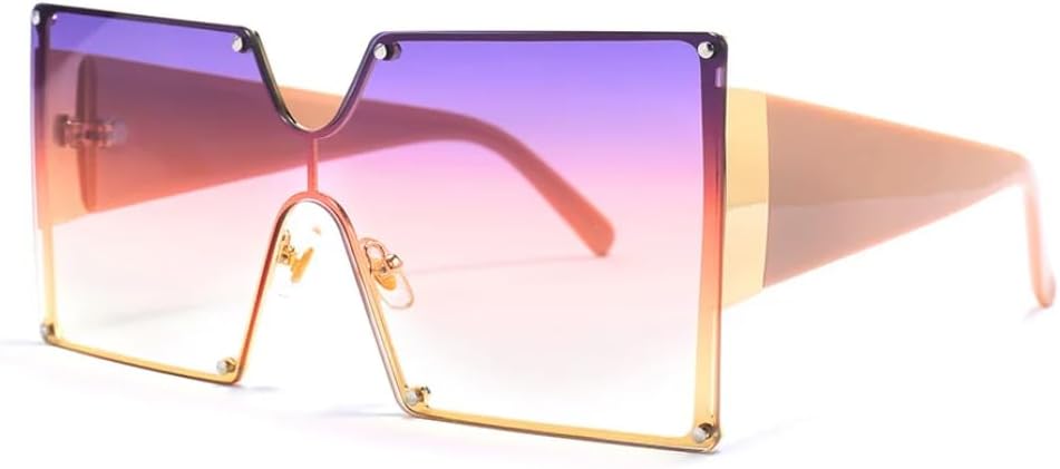 

Большие квадратные солнцезащитные очки для женщин, без оправы, цельные, с градиентным переходом цвета, роскошные, ретро, ​​с защитой от УФ-излучения UV400, винтажные, мужские UATXTAU, Purple