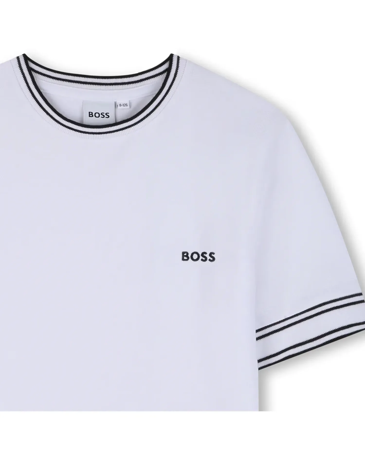 Детская футболка с коротким рукавом из однотонного хлопка BOSS Kidswear, белый — фото 2