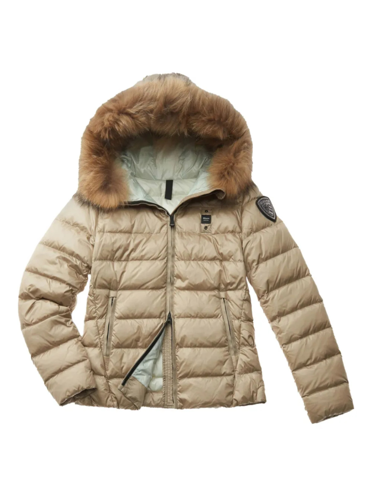 

Стеганое пальто с меховым капюшоном Blauer, нейтральный