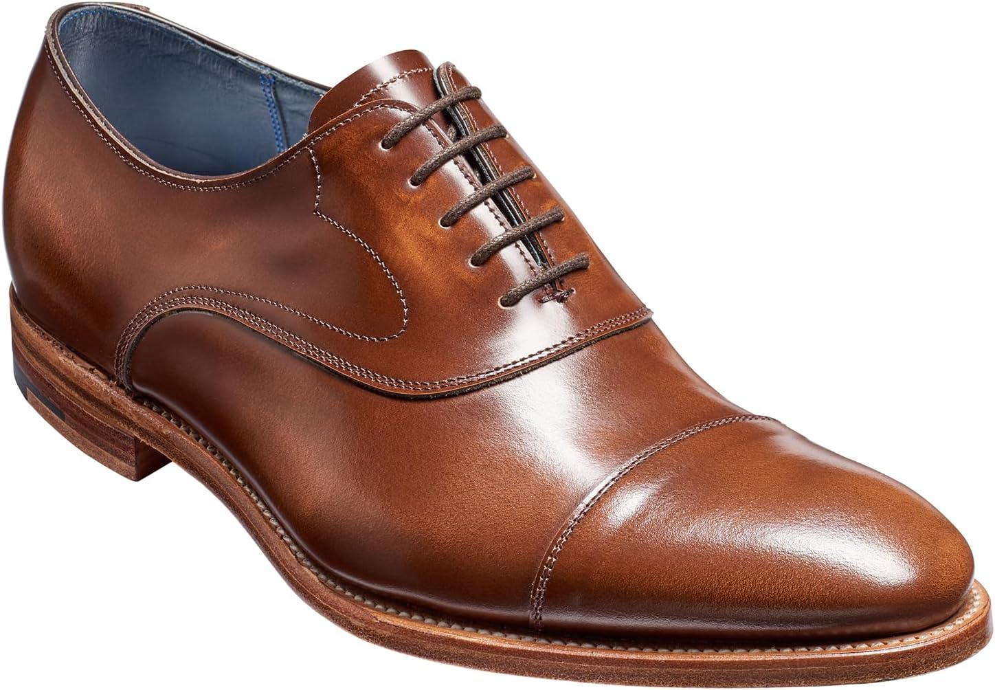 

Мужские туфли оксфорды BARKER Hartley ручной работы - высококачественная телячья кожа, прошивка Goodyear, блестящая отделка, классический формальный стиль, произведено в Нортгемптоне, Англия, Cedar Hi-shine