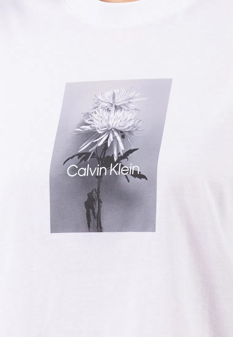Футболка, свободный крой, Boxed Flower Calvin Klein, белый — фото 3