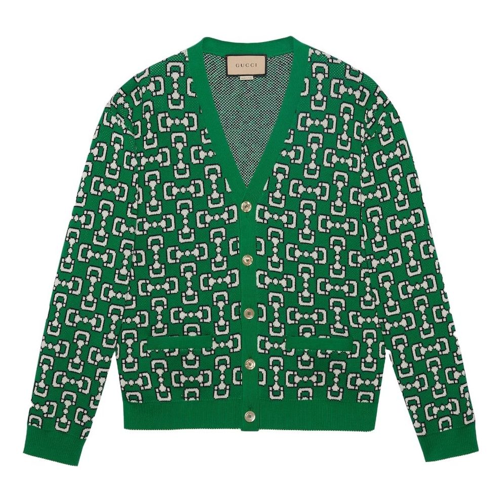 

Кардиган Gucci Horsebit Cotton Piquet Cardigan 'Green Ivory' 780621-XKDZC3-736, зеленый