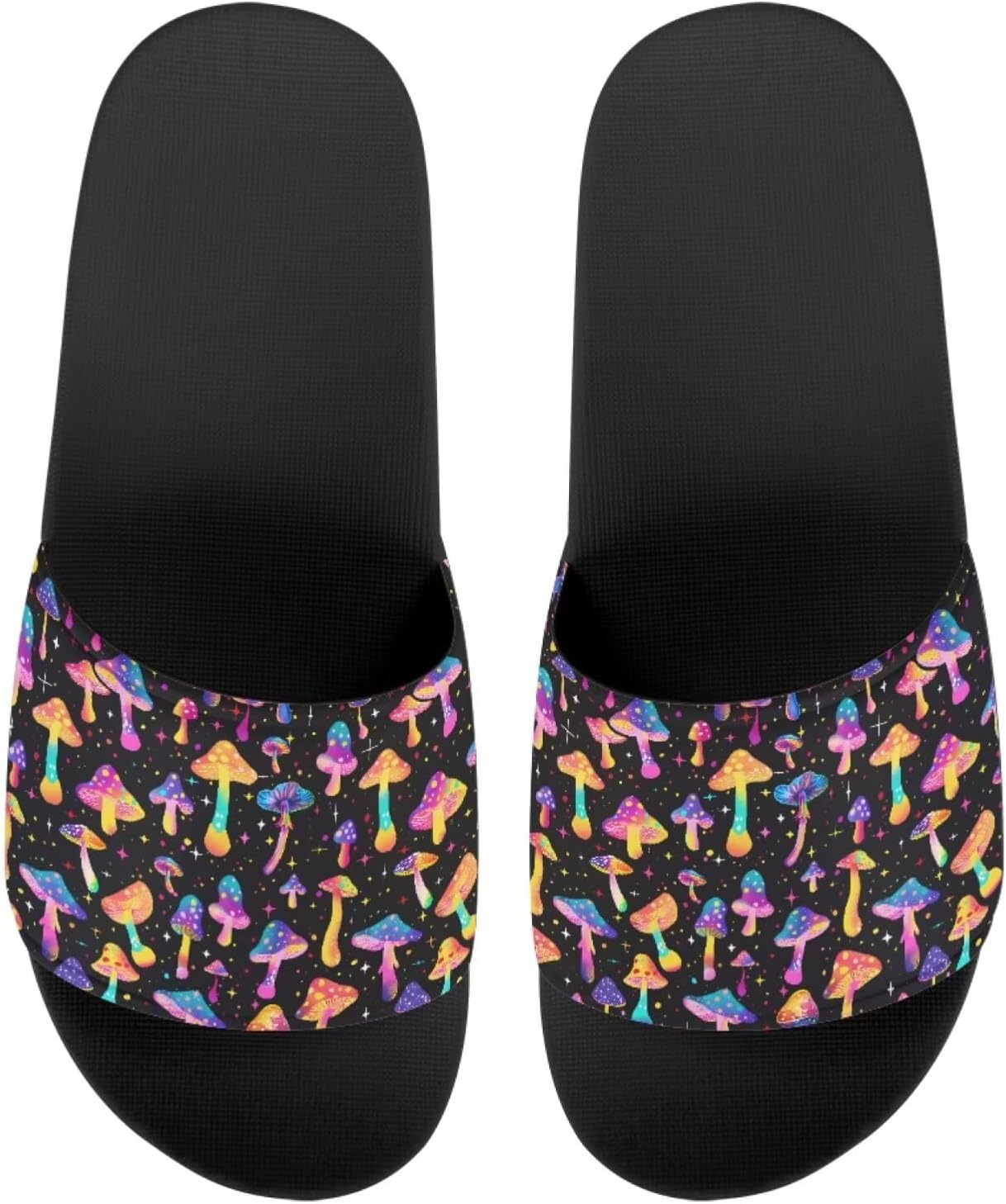 

Сандалии, женские тапочки, готические, с принтом петуха, летние домашние тапочки, для дома, улицы, пляжа, отеля, противоскользящие тапочки Getelinseng, Rainbow Mushroom