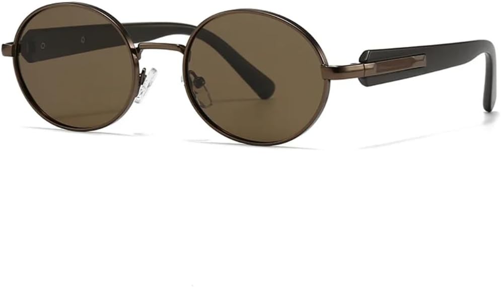 

Солнцезащитные очки для мужчин и женщин - защита UV400 - круглые, в стиле панк, с разноцветными линзами цвета синего чая, для занятий спортом на открытом воздухе и вождения DSVIGF, Bronze Tea