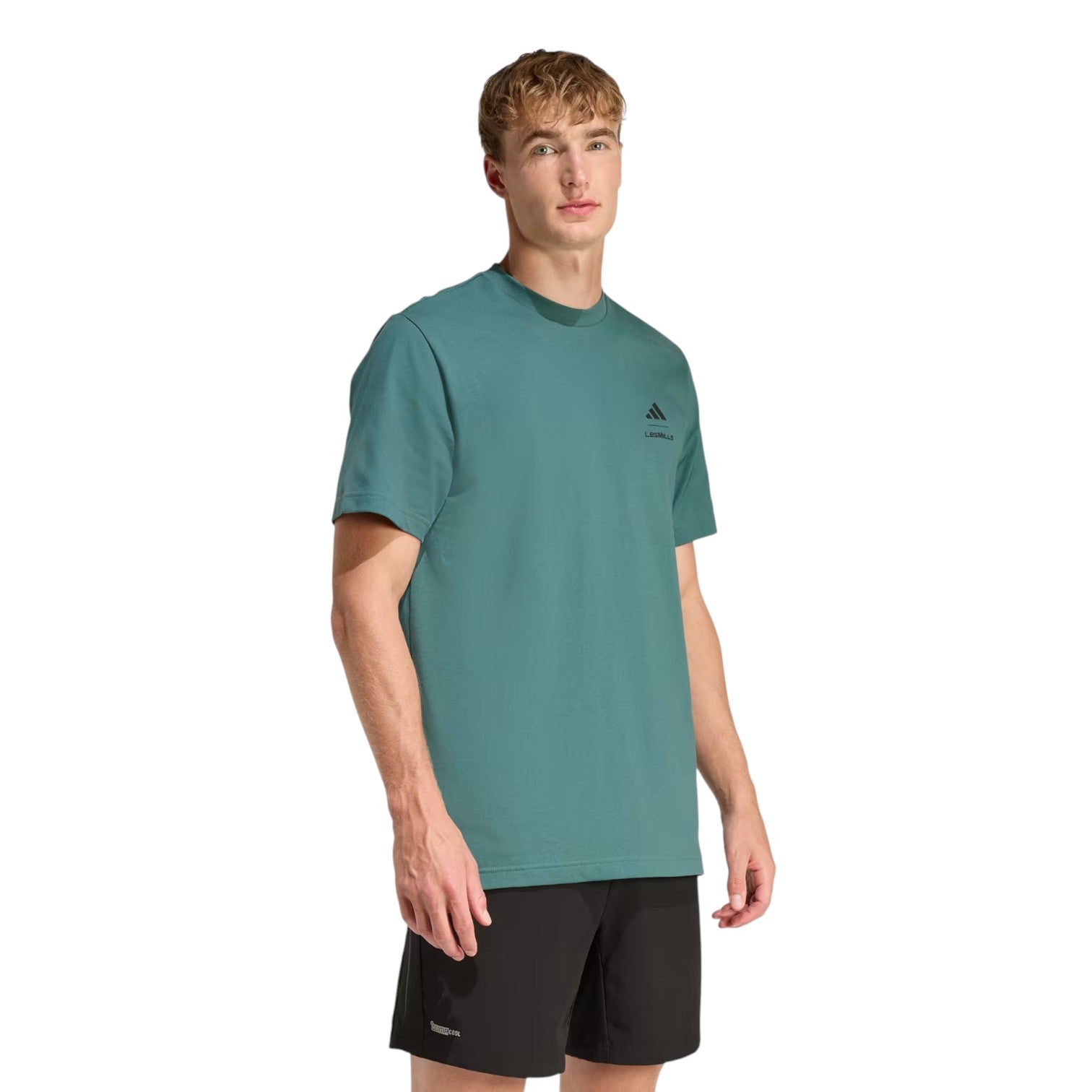 Футболка Adidas x Les Mills Glove Graphic T-Shirt 'Preloved Teal' — фото 2