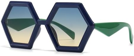 

Солнцезащитные очки в стиле ретро Polygon для женщин, градиентные оранжевые оттенки, защита от ультрафиолета UV400; солнцезащитные очки для мужчин, двухцветные MTZJH, 4