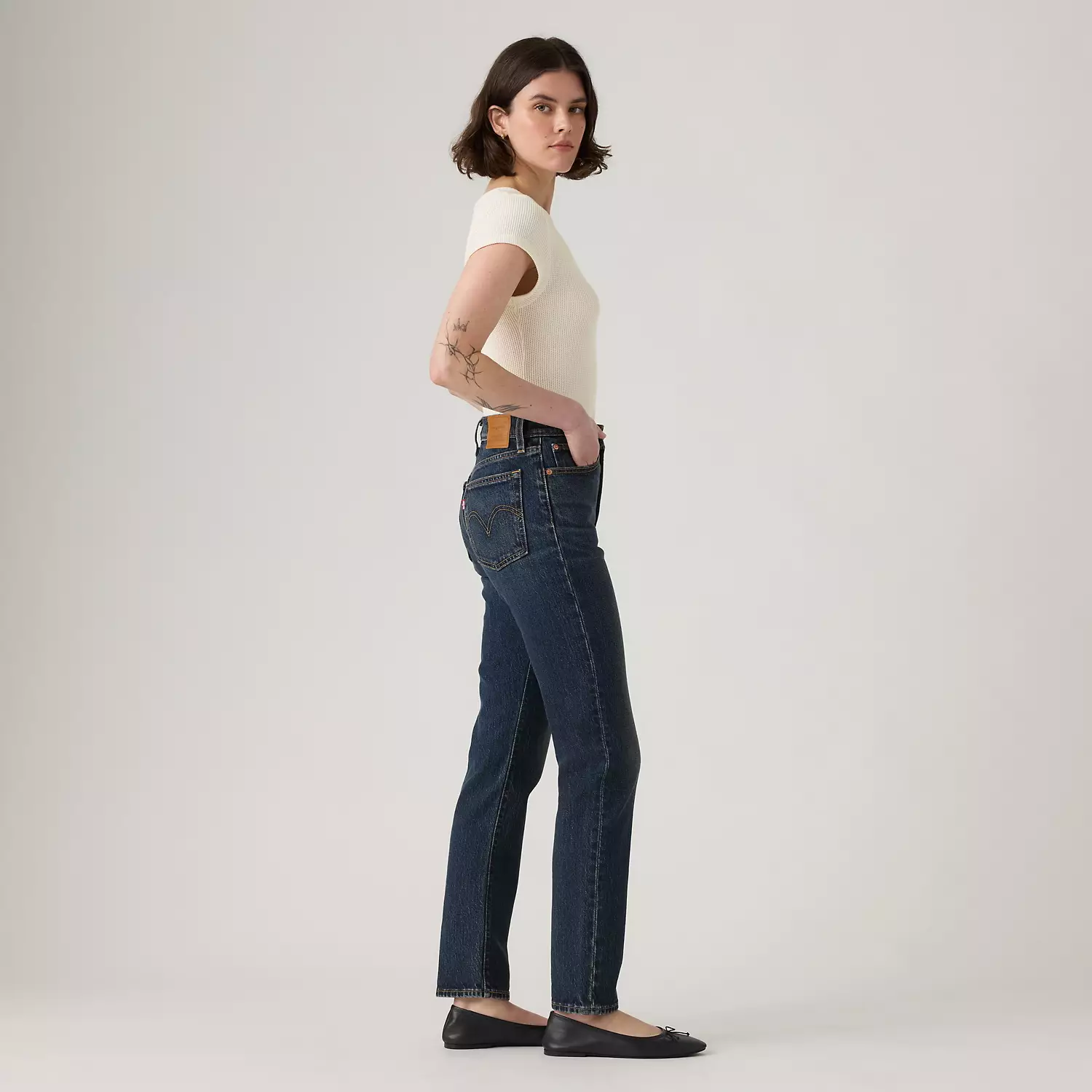 Женские джинсы Wedgie Slim Fit Levi's, цвет Parallel Life - Dark Wash — фото 4