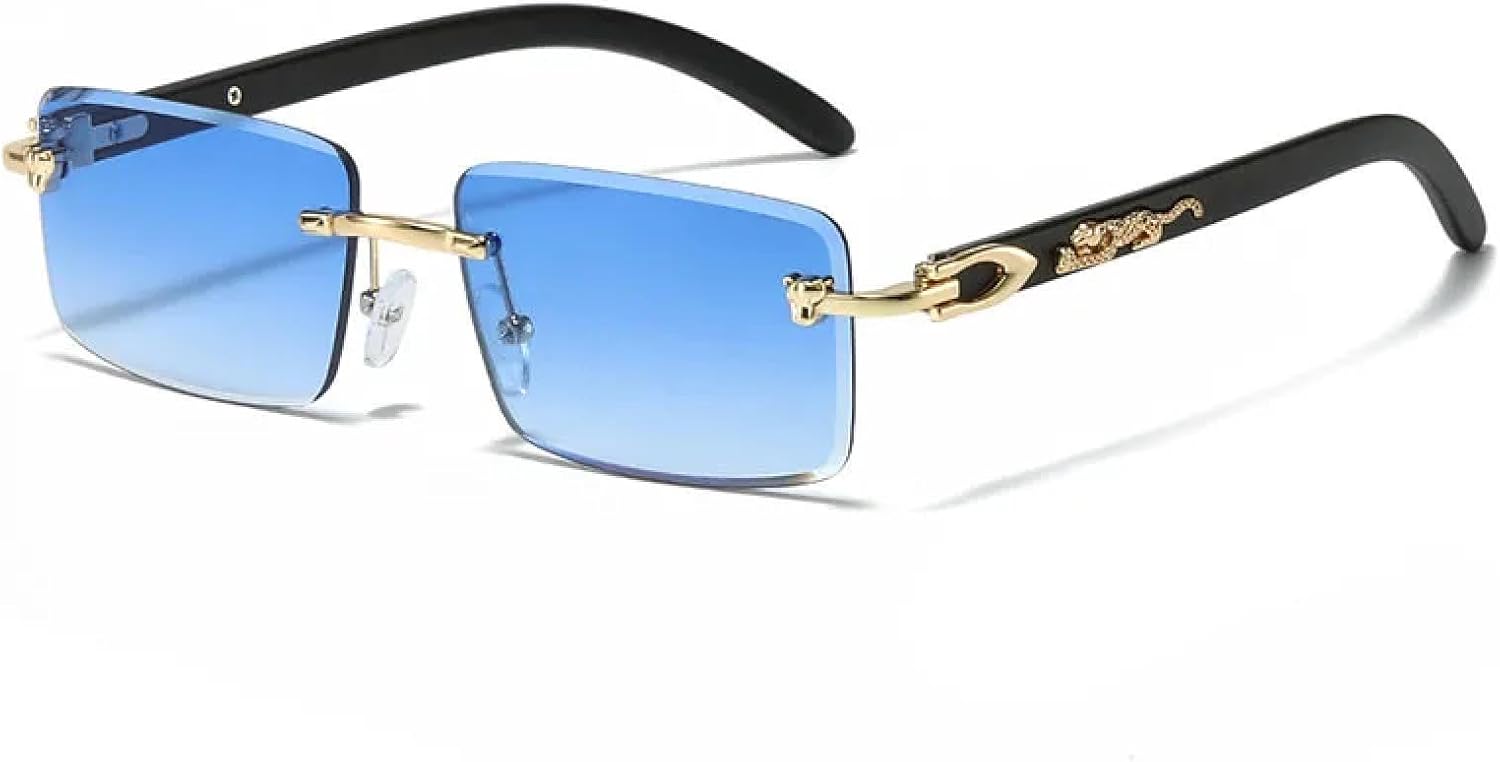 

Солнцезащитные очки с защитой от УФ-излучения UV400 для женщин и мужчин | Круглые, панк, маленькие, без оправы | для занятий спортом на открытом воздухе DSVIGF, Blue Gradient