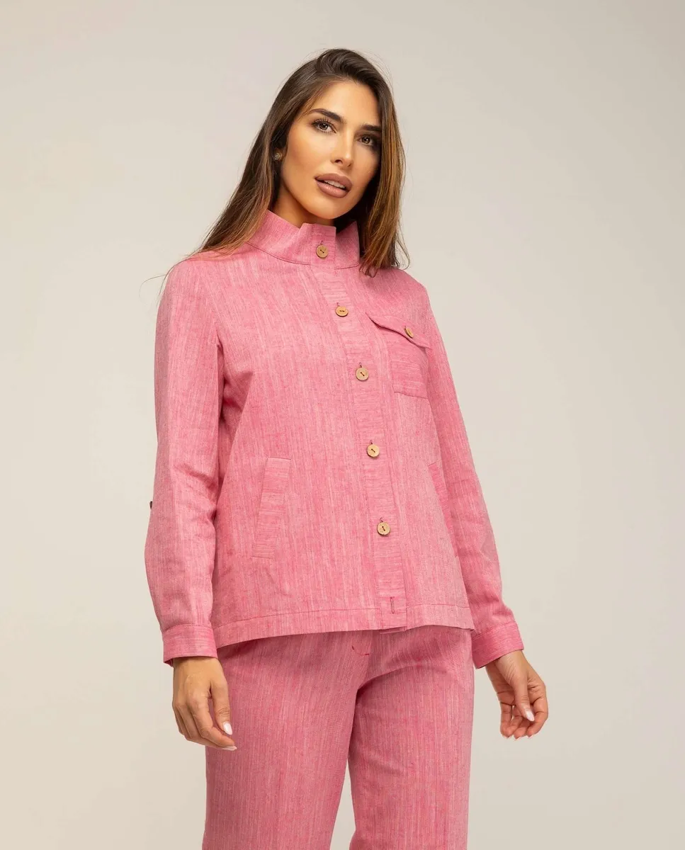 

Женская накидка с ленточным воротником и манжетой с хлястиком Fsh, розовый