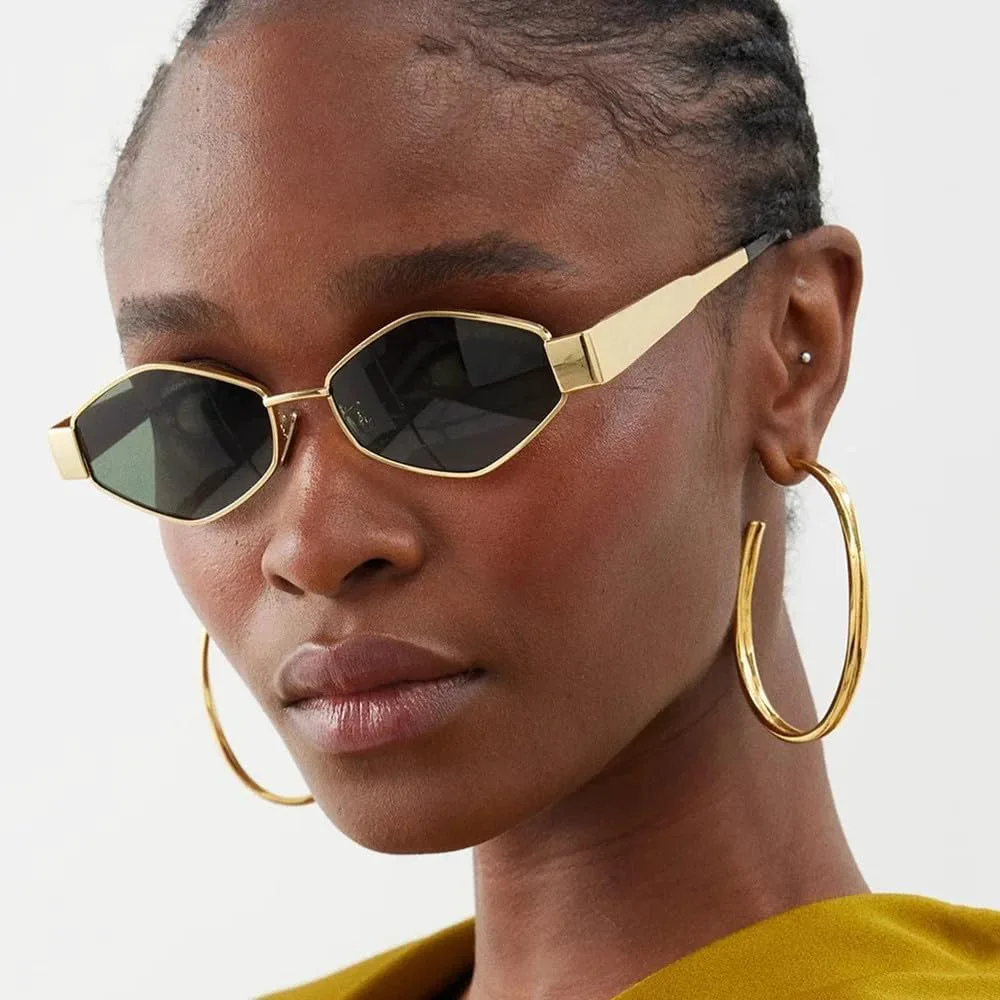 

Ретро металлические шестиугольные солнцезащитные очки для женщин и мужчин, роскошные, модные, в стиле стимпанк, с защитой от УФ-излучения UV400 TYUVIVO, C14 Oval