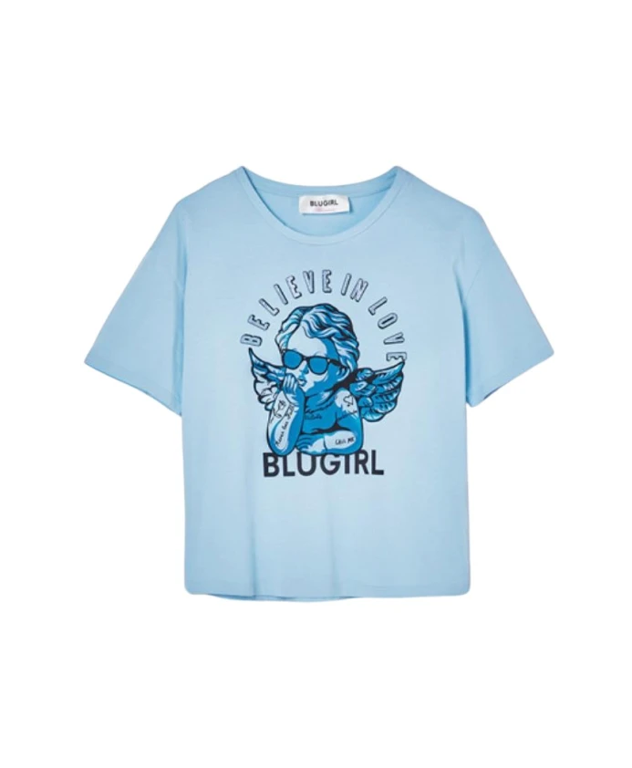 

Повседневная хлопковая футболка для женщин Blugirl, синий