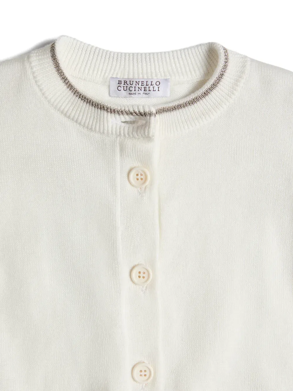 Кардиган Baby Bernie с блестками Brunello Cucinelli Kids, бежевый — фото 3