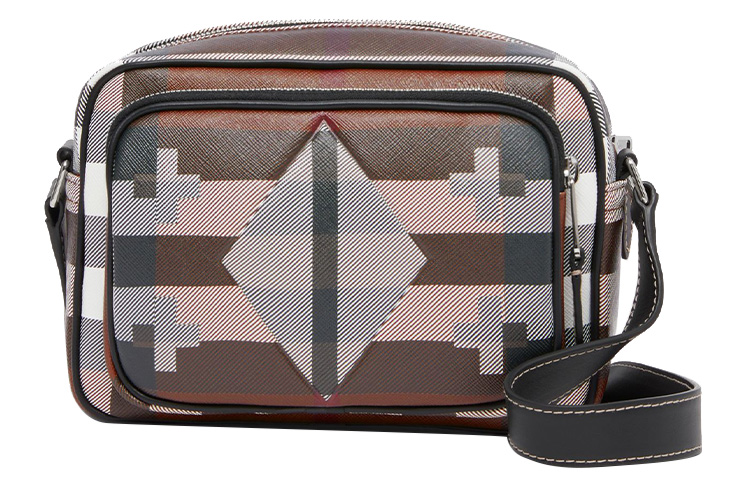 

Burberry Сумка через плечо из телячьей кожи, обычная мужская, темно-березово-коричневого/белого цвета
