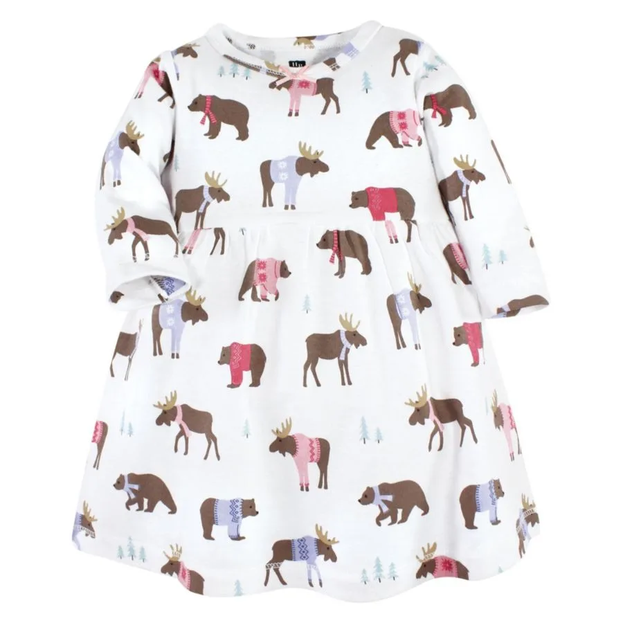 Комплект из двух платьев с длинными рукавами Hudson Baby, розовый moose bear — фото 3