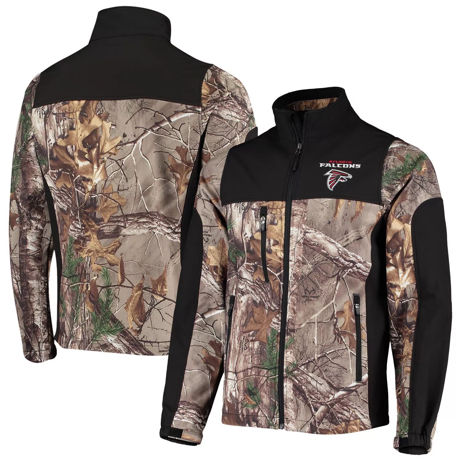 

Мужская куртка Dunbrooke Realtree Camo/Black Atlanta Falcons Circle Hunter Softshell с молнией во всю длину