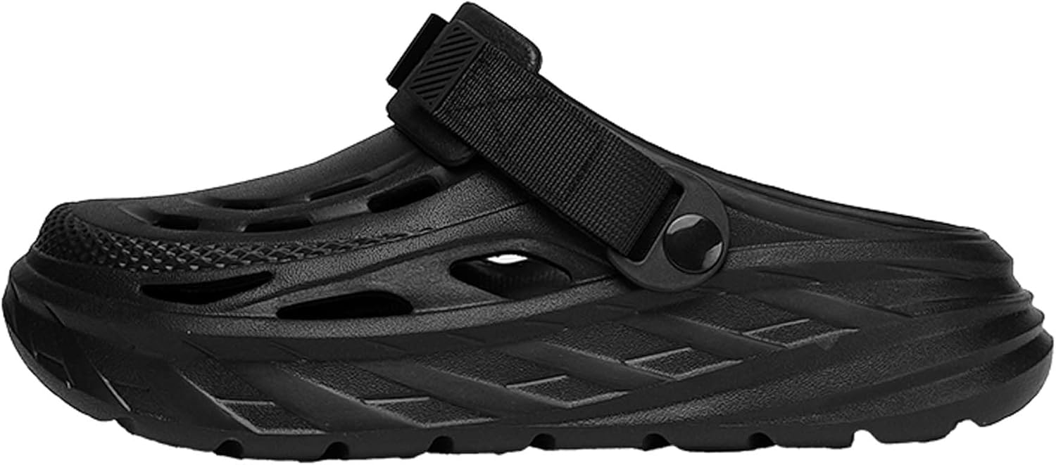 

Мужские обувь с толстой подошвой и отверстиями, две пары стильных шлепанцев, дышащие пляжные тапочки Generic, черный