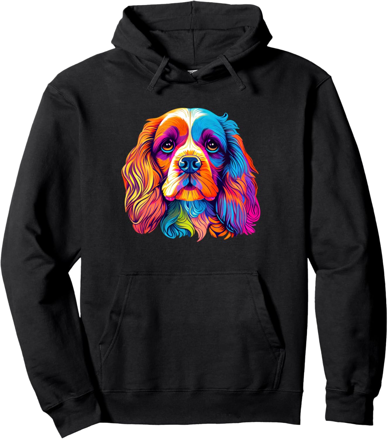 

Яркий портрет собаки породы кокер-спаниель. Толстовка Colorful Cocker Spaniel Dog Lovers Art, черный