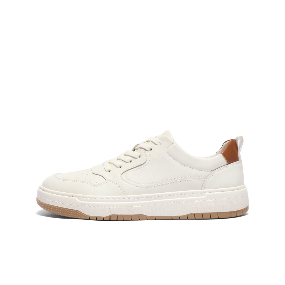 

BELLE Термостойкие противоскользящие и износостойкие низкие скейтерские кроссовки мужские - белый/коричневый, цвет White/Brown